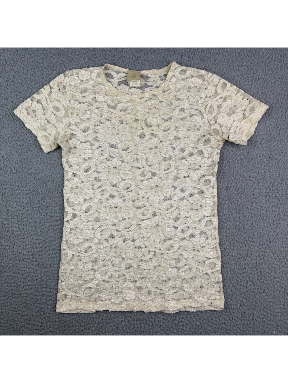 Vintage Victoria’s Secret Gold Label Y2K Lace Top Beige Fairy Cottagecore Sz S